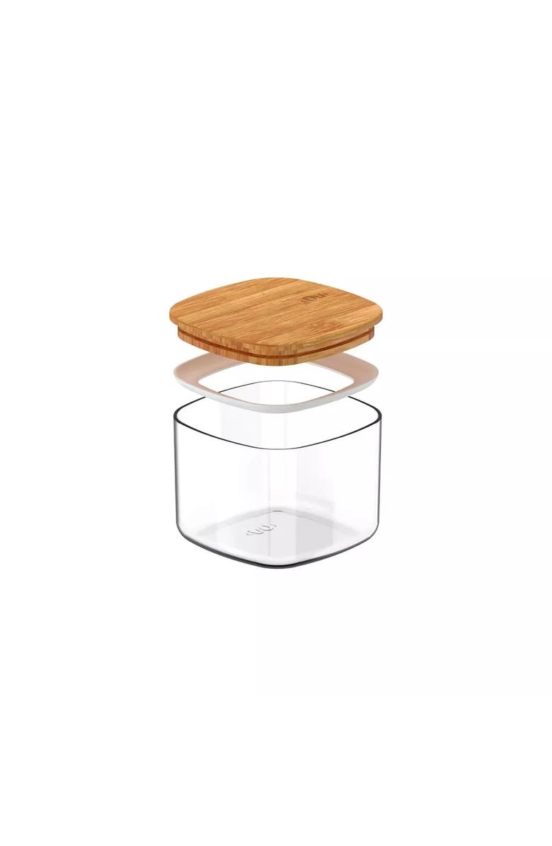 OU Clear Stackable Airtight Food Storage Container with Wood Lid, Alternate, color, Clear