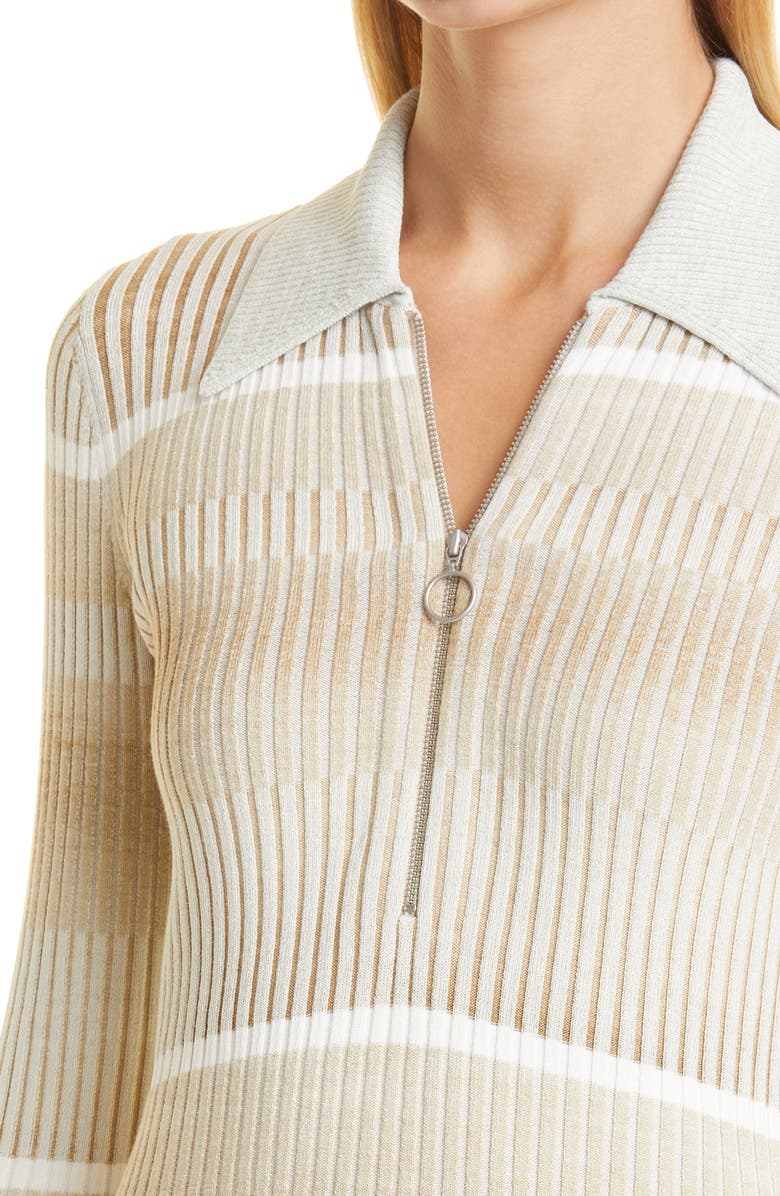 Simkhai Jonathan Simkhai Allyson Space Dye Stripe Half Zip Polo, Alternate, color, 