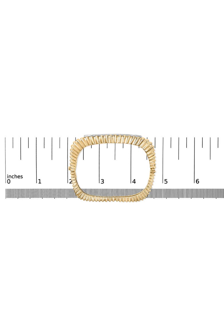 14K Yellow Gold 1 1/4 Cttw Diamond Ribbed Rounded Rectangle Bangle Bracelet, Alternate, color, Yellow