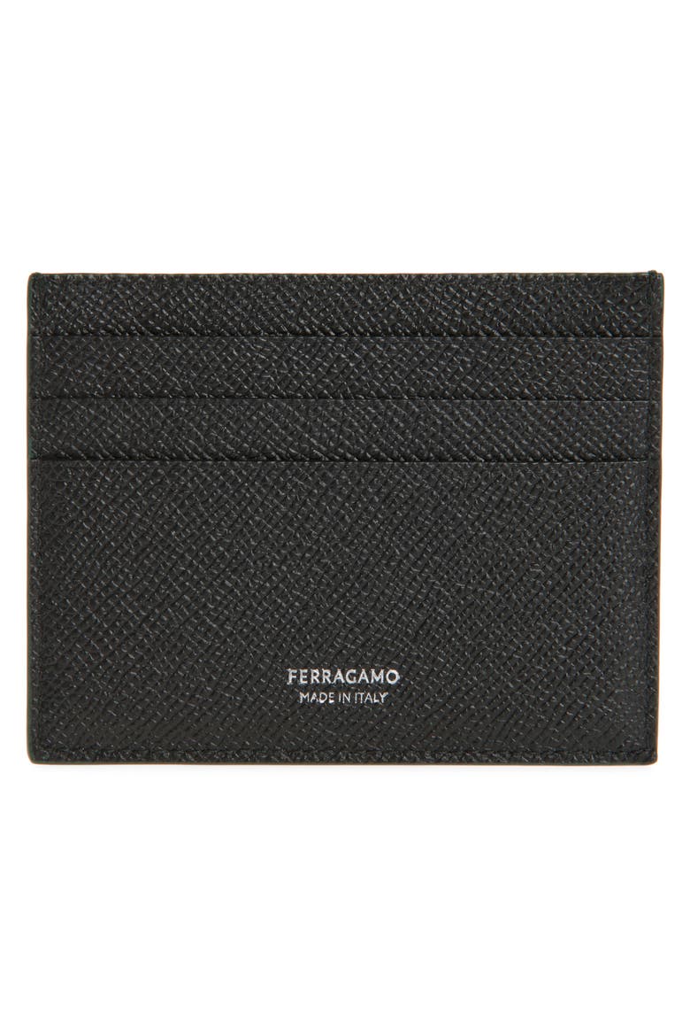 Double Gancio Calfskin Leather Card Case, Alternate, color, MOSS