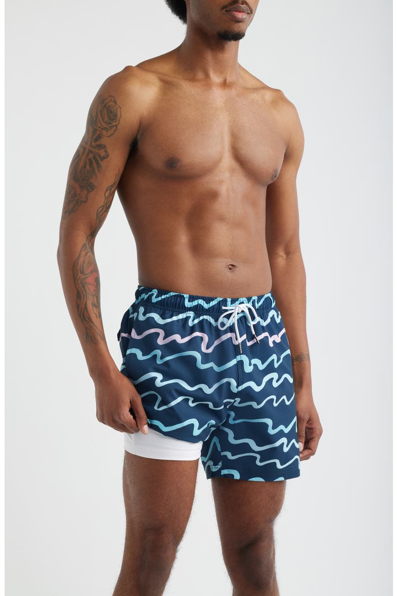 Salt Scene Swim Trunks, Alternate, color, BLUE
