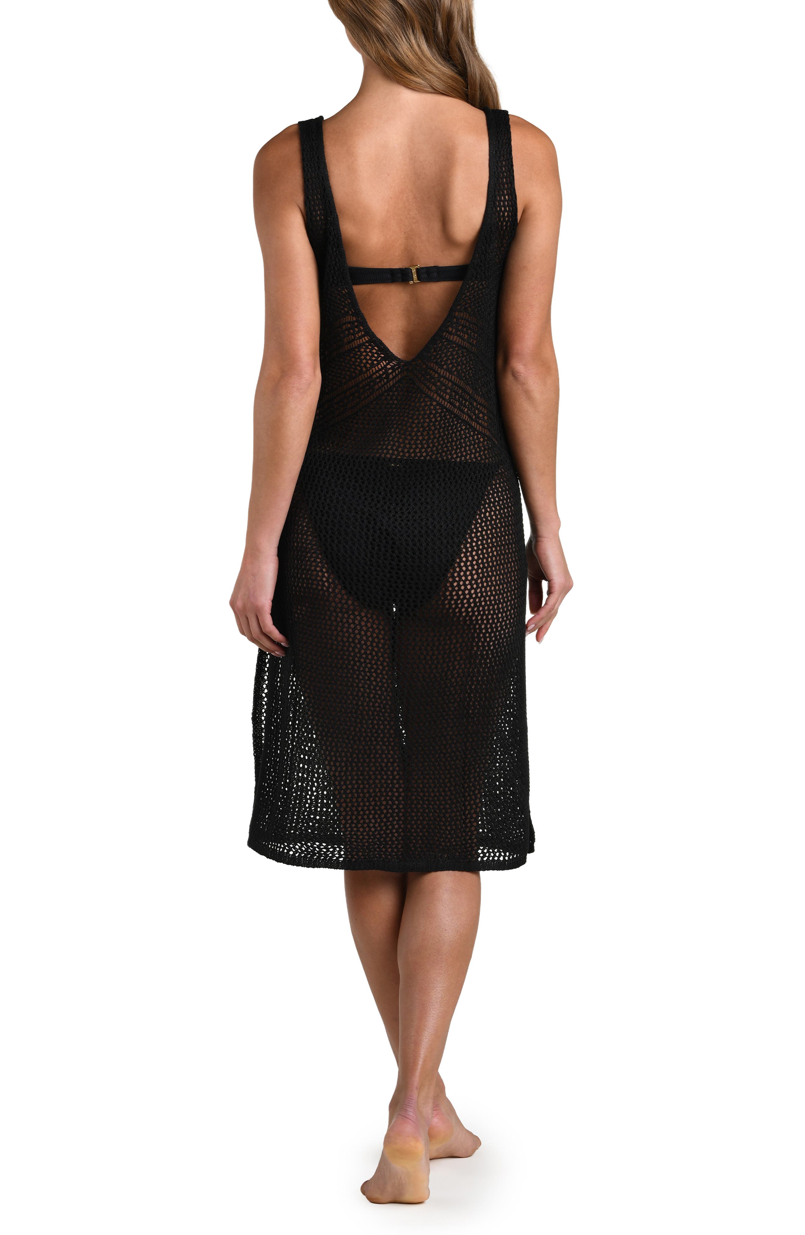 Cove Lattice Sheer Open Stitch Cover-Up Dress - image 2