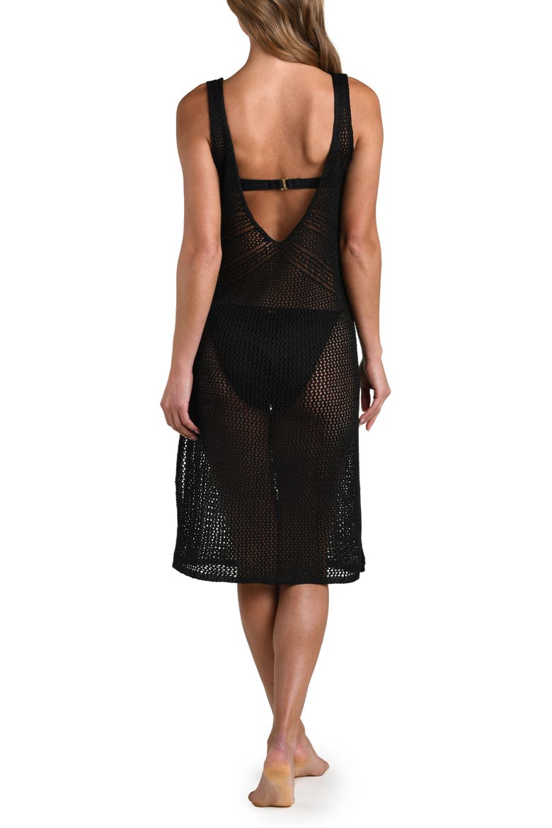 Cove Lattice Sheer Open Stitch Cover-Up Dress, Alternate, color, BLACK
