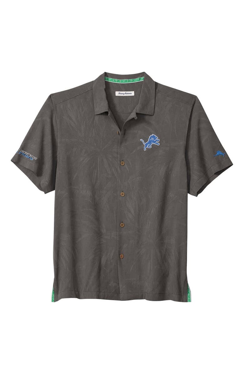 Tommy Bahama Men's Tommy Bahama  Gray Detroit Lions Endzone Paradise COOLMAX Button-Up Shirt, Alternate, color, Gray