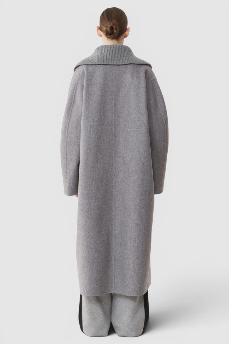 Double-Faced Coat In Wool And Cashmere, Alternate, color, Heather Grey