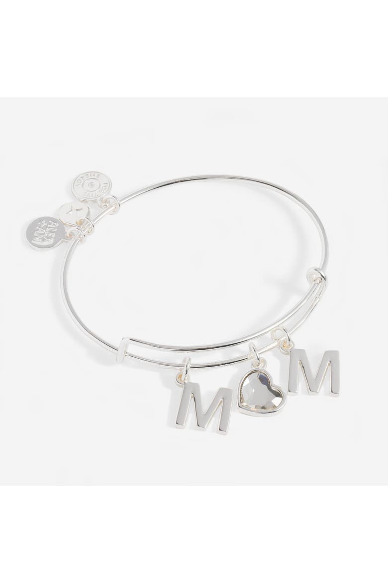Crystal Mom Bangle, Main, color, Silver