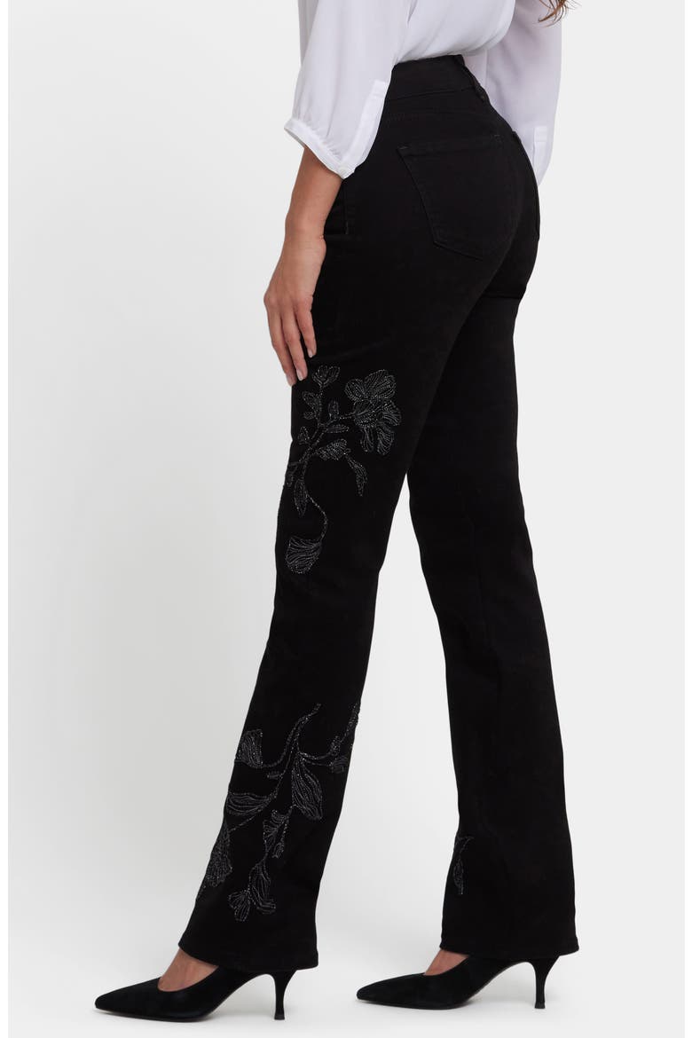 Marilyn Floral Embroidered Straight Leg Jeans, Alternate, color, BLACK RINSE