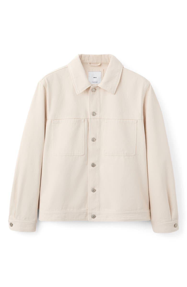 MANGO Cotton Denim Jacket, Alternate, color, Ecru