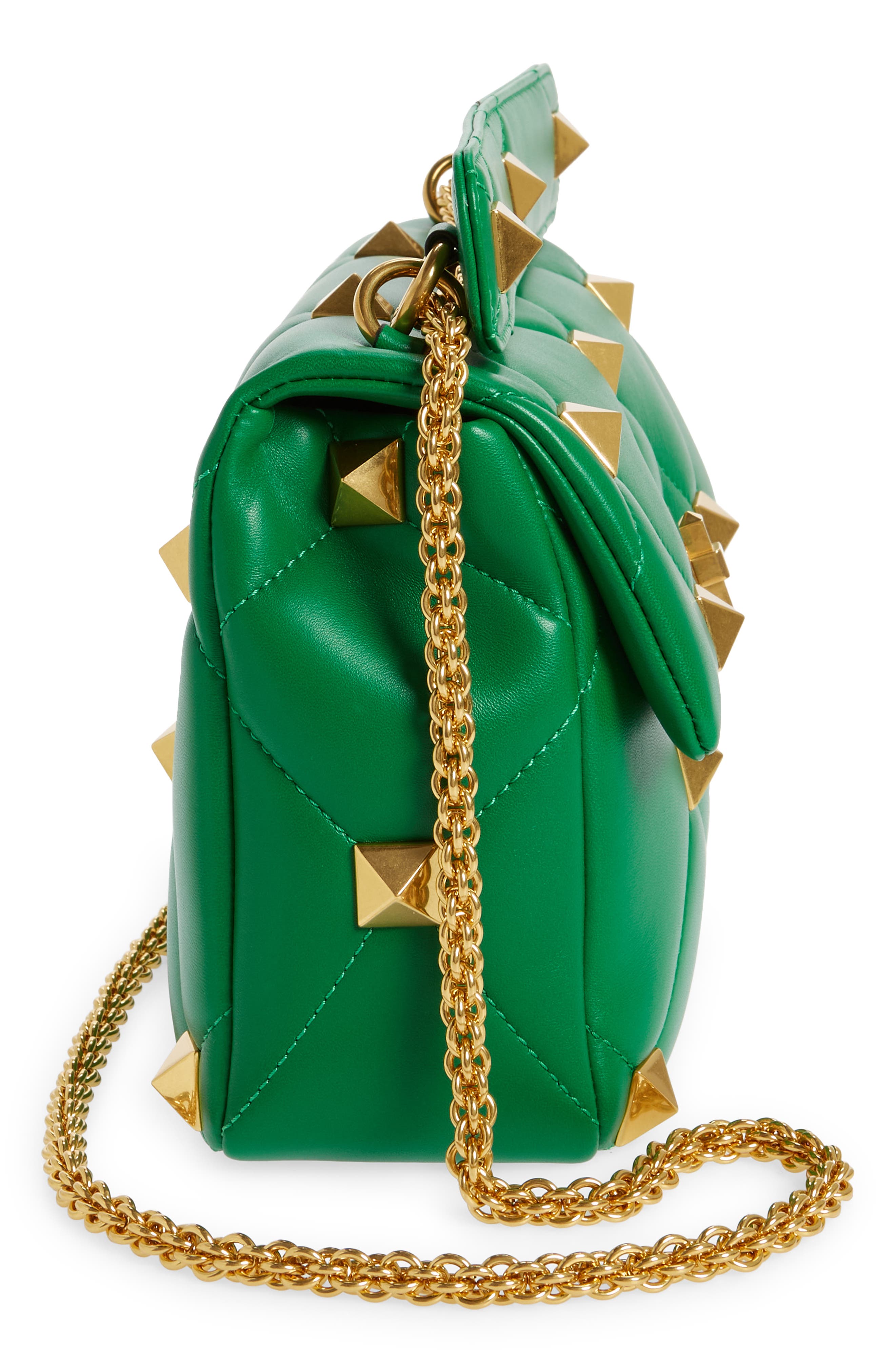 Valentino Garavani Large Roman Stud Diamond Quilted Leather Shoulder Bag, Alternate, color, 