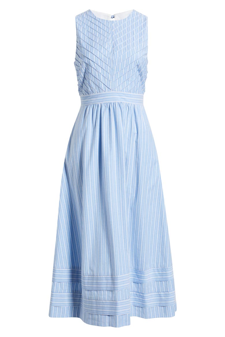 Stripe Sleeveless Cotton Blend Midi Dress, Alternate, color, BLUE WHITE