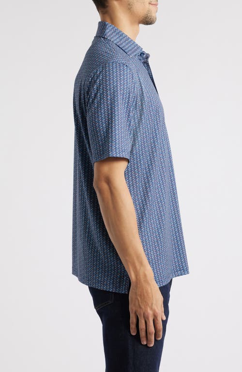 Johnston & Murphy Xc4® + Cool Degree™ Mini Martini Print Performance Golf Polo In Navy Multi