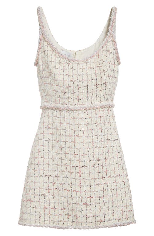 Giambattista Valli Windowpane Check Tweed Minidress In Ivory/rose