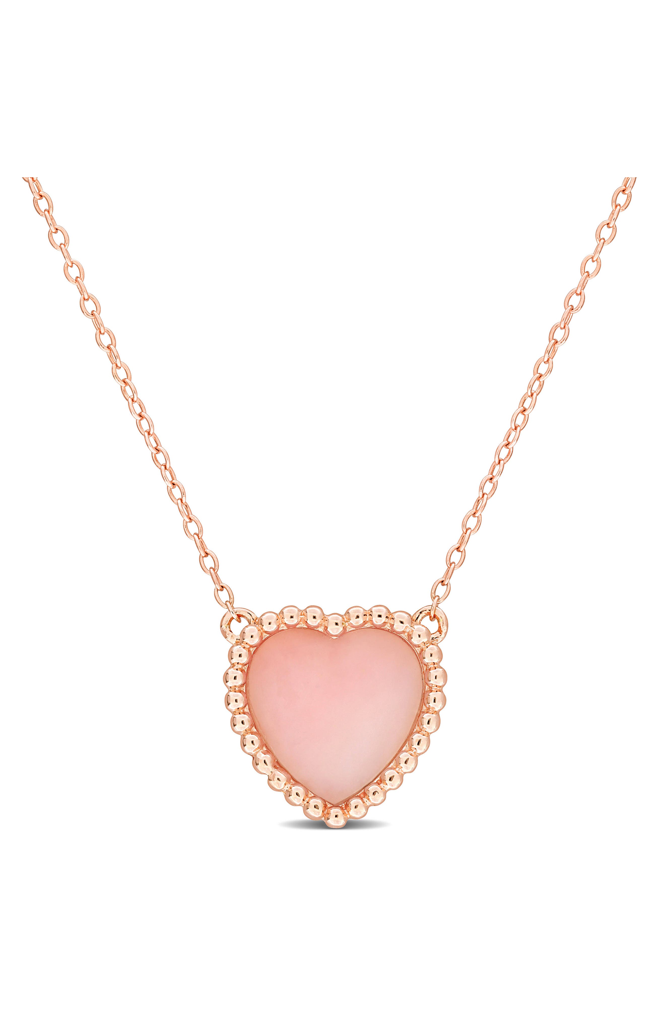 DELMAR Pink Opal Heart Pendant Necklace