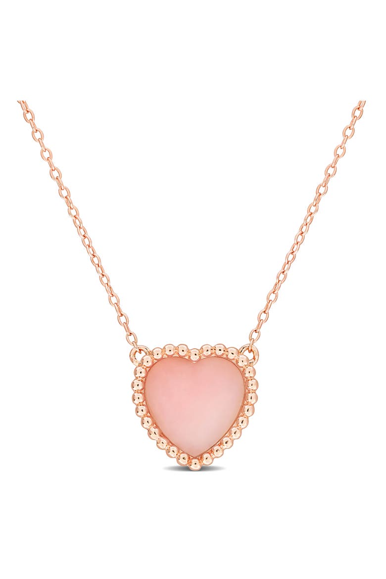 Pink Opal Heart Pendant Necklace, Main, color, PINK