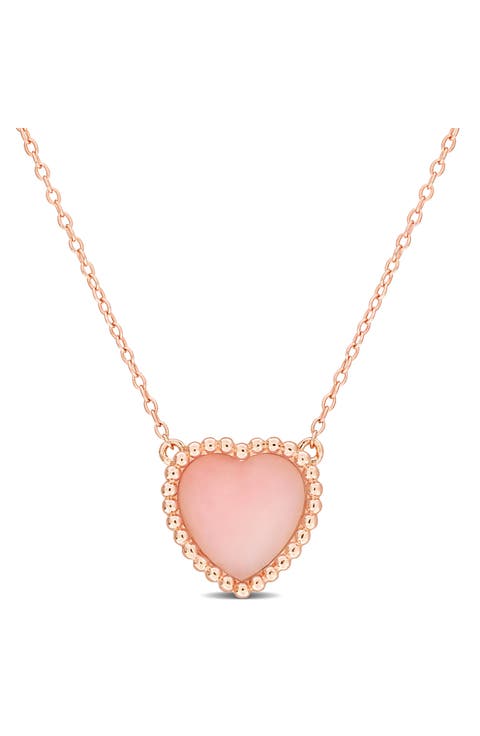 Pink Opal Heart Pendant Necklace