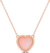 DELMAR Pink Opal Heart Pendant Necklace