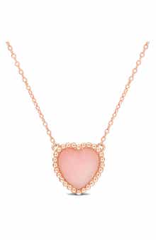 DELMAR Pink Opal Heart Pendant Necklace