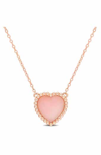 Pink Opal Heart Pendant Necklace