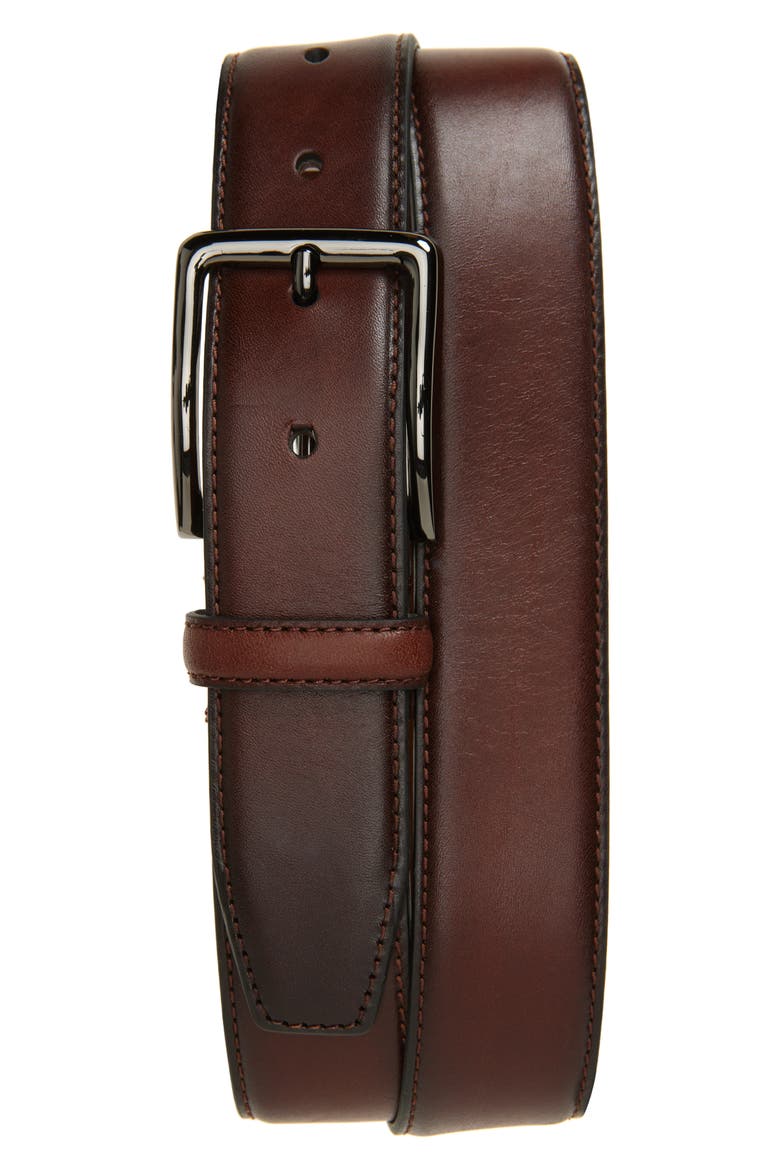 Tarek Leather Belt, Main, color, BROWN SEPIA