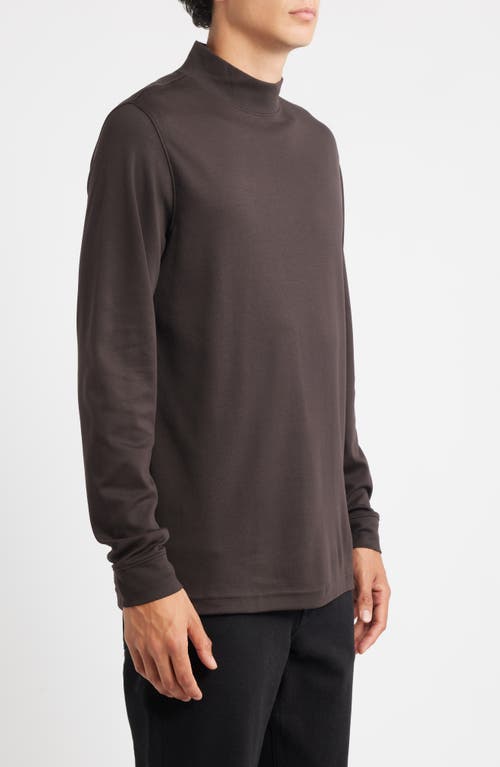 Scott Barber Pima Cotton Interlock Mock Neck Top In Brown