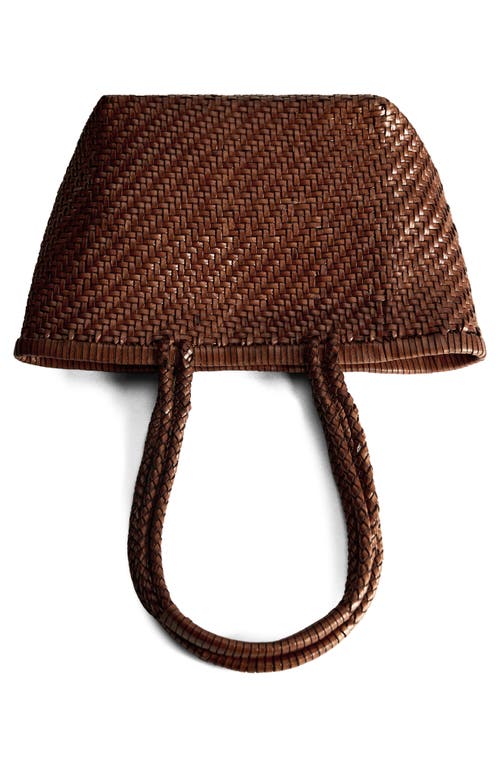 Mango Braided Leather Shoulder Bag In Brown