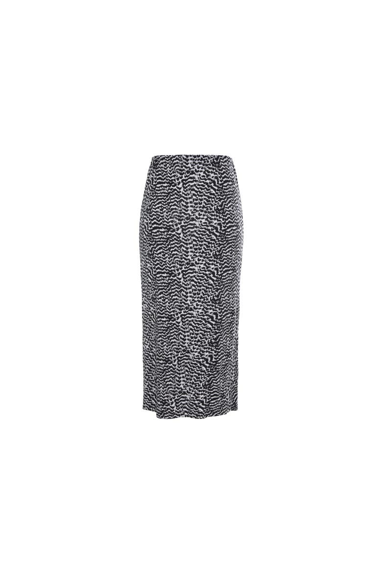 Women's Ruched Slit Midi Skirt, Alternate, color, Black & White
