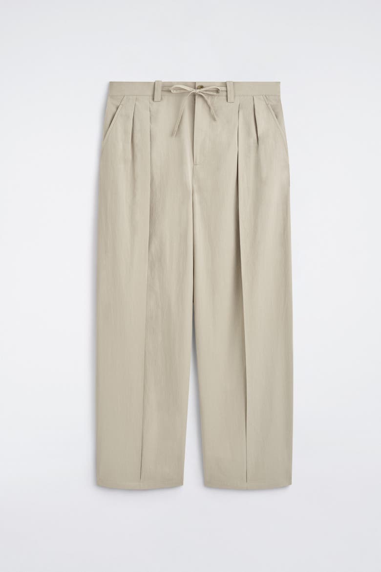 Cotton Relaxed Wide-leg Drawstring Pants, Alternate, color, BEIGE