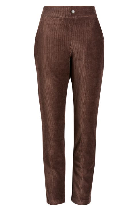 High Waist Corded Knit Straight Leg Pants