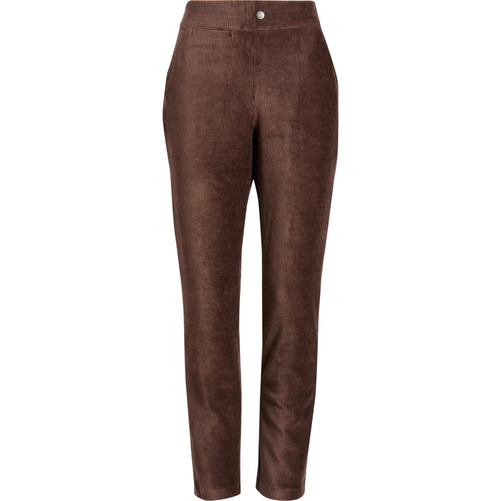 Hue High Waist Corded Knit Straight Leg Pants In Animal Print