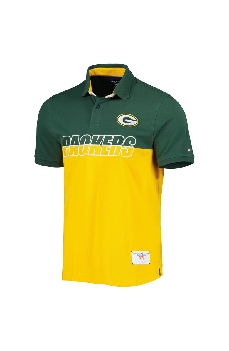 Tommy Hilfiger Men's Tommy Hilfiger Gold/Green Green Bay Packers Color Block Polo, Alternate, color, Gold