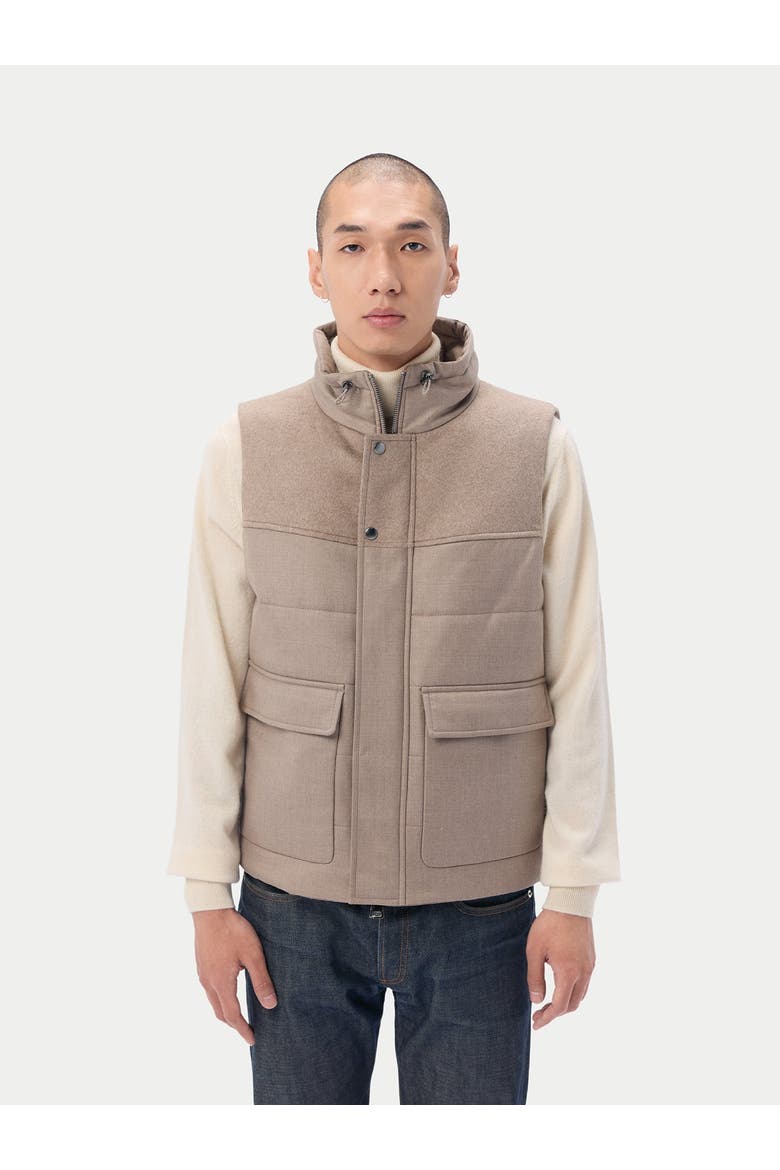 Drawstring Collar Cashmere Vest, Main, color, taupe
