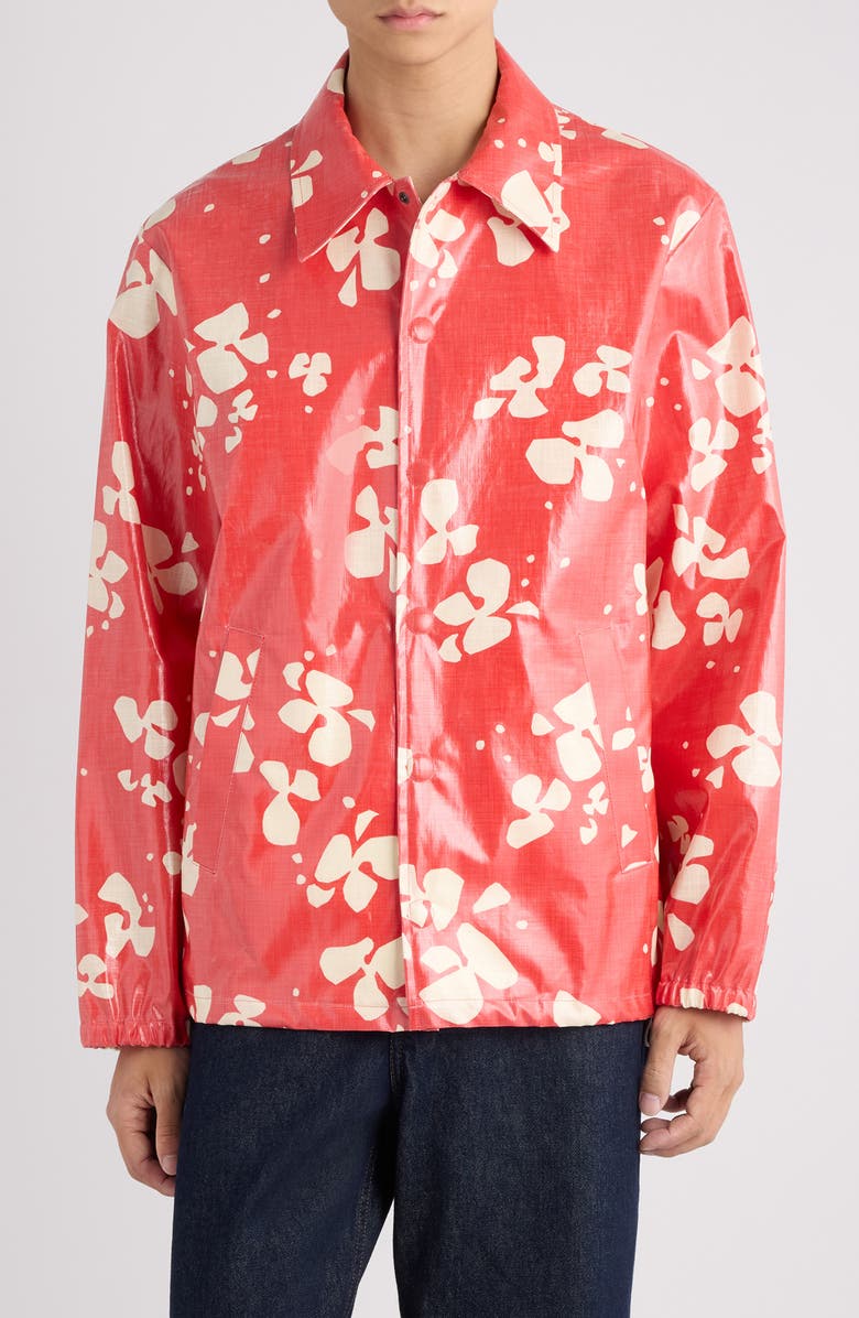 Dries Van Noten Vorries Print Coated Cotton Jacket, Main, color, Red