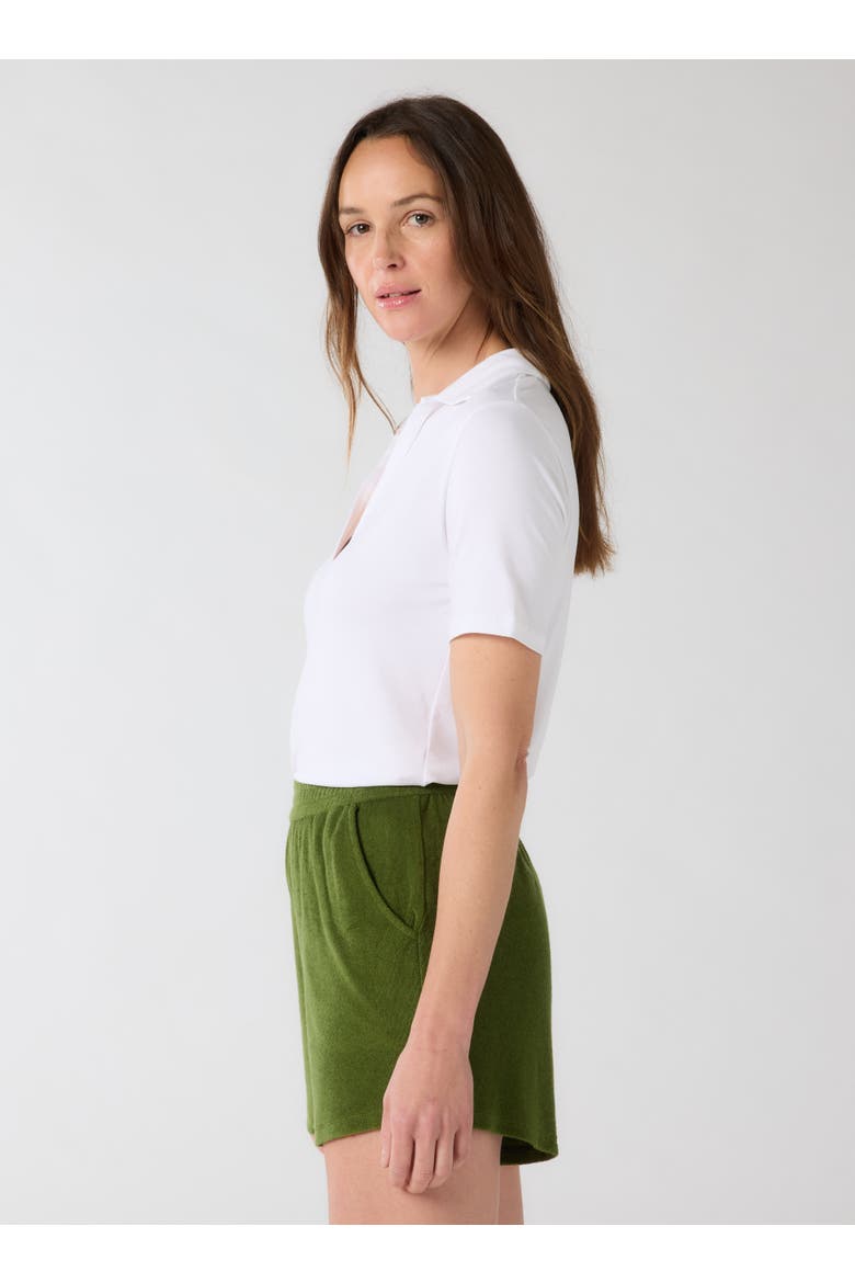 Soft Touch Short Sleeve V-Neck Polo, Alternate, color, BLANC