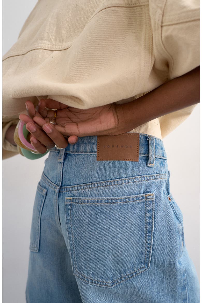 Editor Mid Rise Denim Shorts, Alternate, color, LBLUE