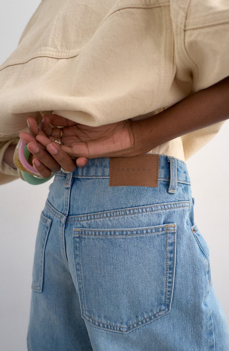 Topshop Editor Mid Rise Denim Shorts, Alternate, color, Lblue