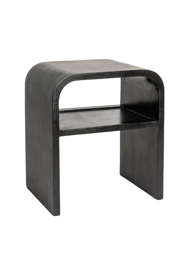 Modern Waterfall Edge End Table with Shelf, Main, color, Black