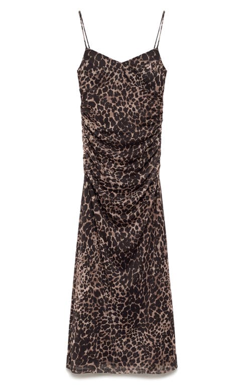 Mango Animal Print Midi Slipdress In Brown