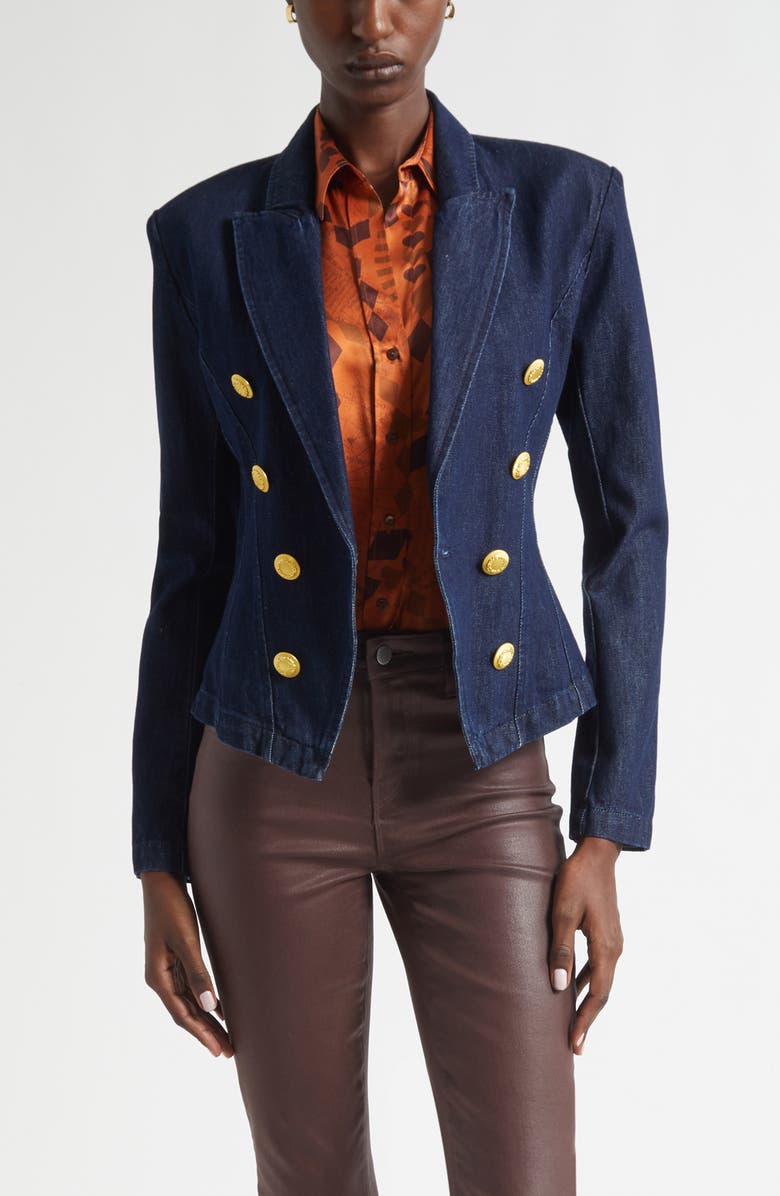 L'AGENCE Emerson Structure Denim Jacket, Main, color, Ardmore