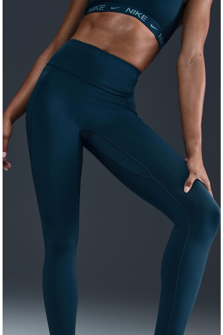 Universa Dri-FIT High Waist Pocket Leggings, Alternate, color, 478 ARMRNV/RFTBLU