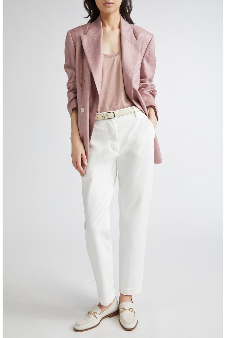 Cotton Blend Slim Fit Pants, Alternate, color, WHITE