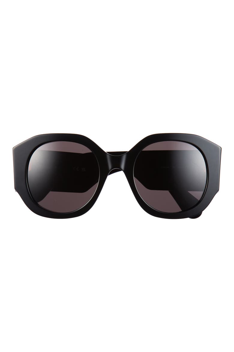 53mm Round Sunglasses, Main, color, BLACK BLACK GREY