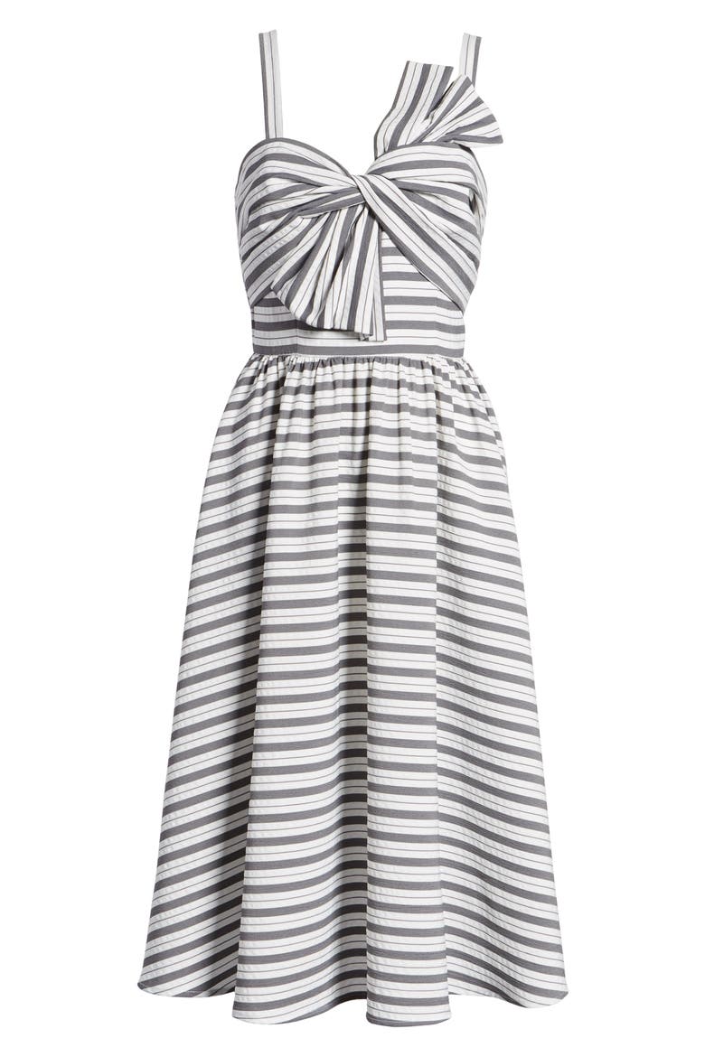 Stripe Bow Front Sundress, Alternate, color, GREY IVORY STRIPE