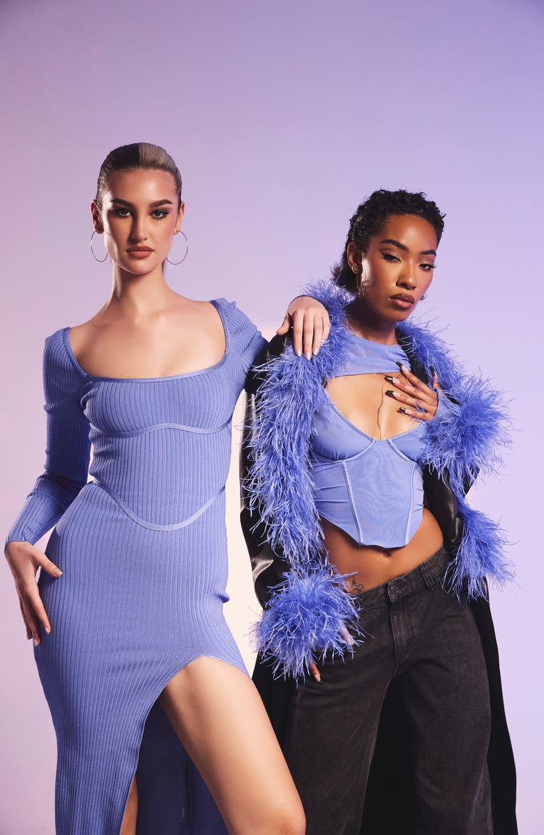 HOUSE OF CB Misty Long Sleeve Bandage Rib Midi Dress, Alternate, color,