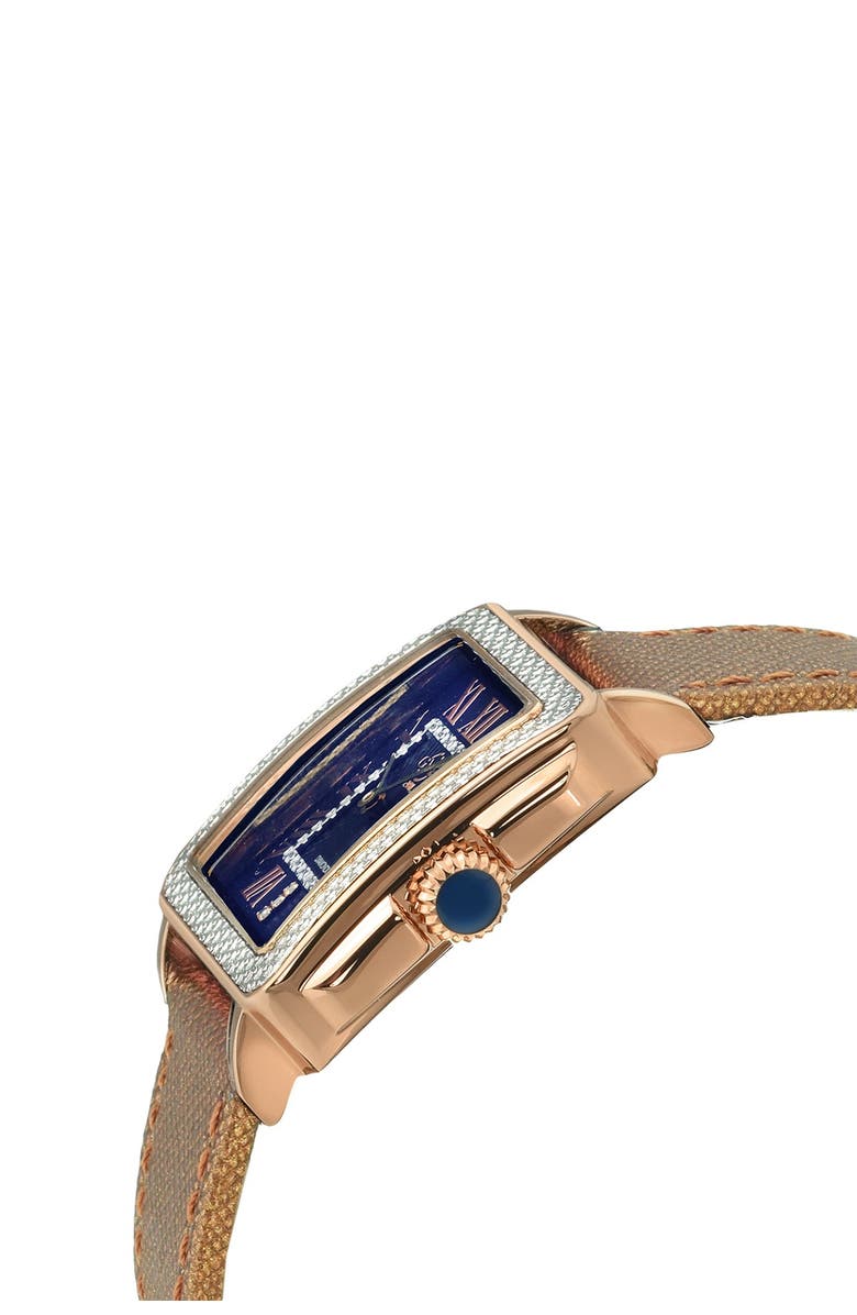 GV2 Marsala Diamond Leather Strap Chronograph Watch, 28.5mm, Alternate, color, Brown