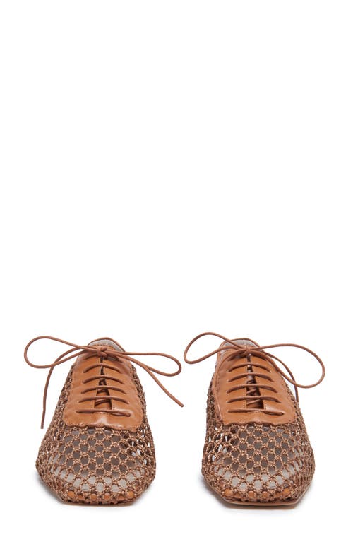 Andrea Gomez Antonia Woven Leather Oxford Flats In Camel
