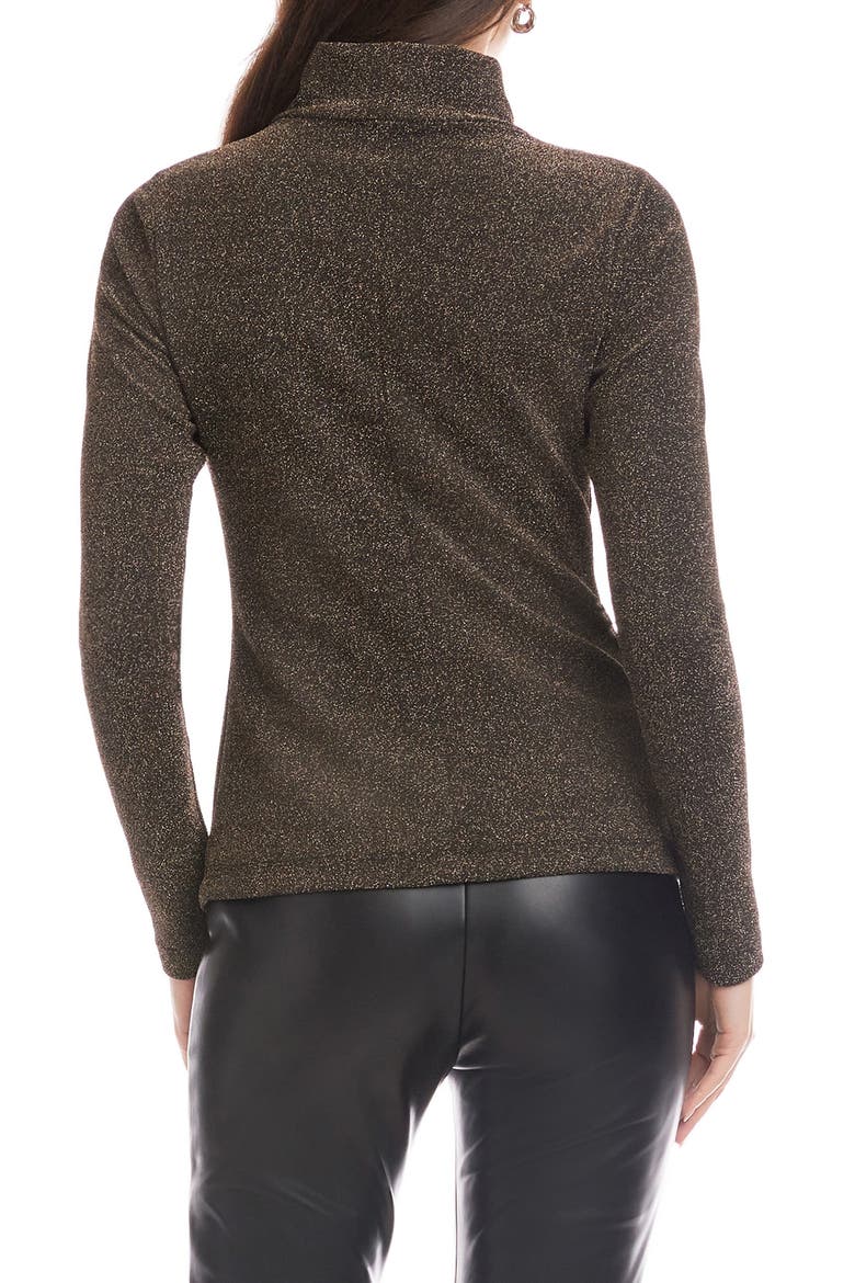 Adina Metallic Crossover Turtleneck Top, Alternate, color, GOLD