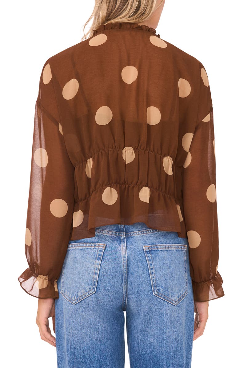 Parker Shirred Waist Button-Up Top, Alternate, color, Downtown Brown