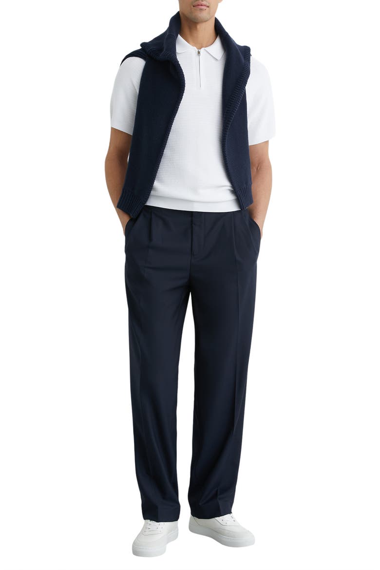 Estate Textured Stitch Zip Polo, Alternate, color, WHITE