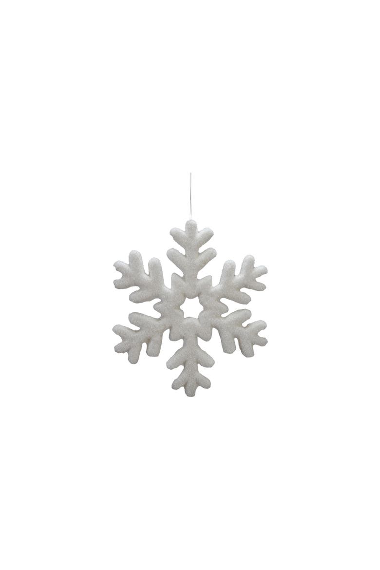 Flocked Foam Snowflake Ornament, White, Main, color, White