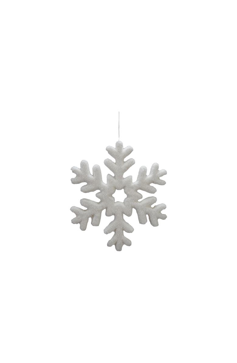 Storied Home Wide Flocked Foam Snowflake Ornament, White, Main, color, White